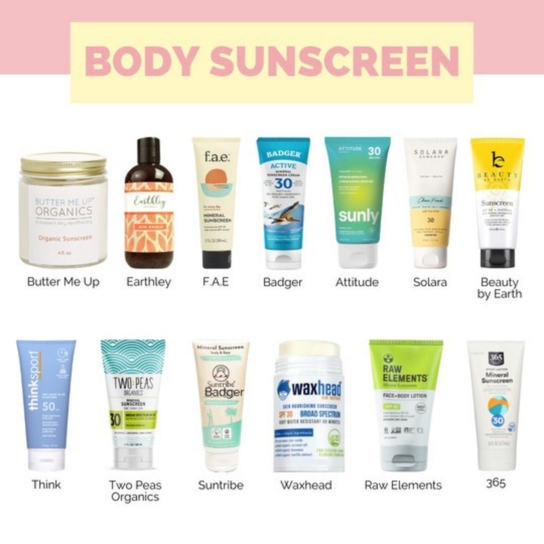 List of better body sunscreens