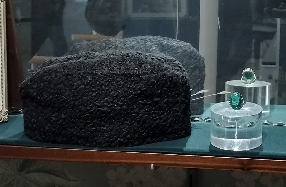 William Hartnell’s original astrakhan fur hat and emerald ring