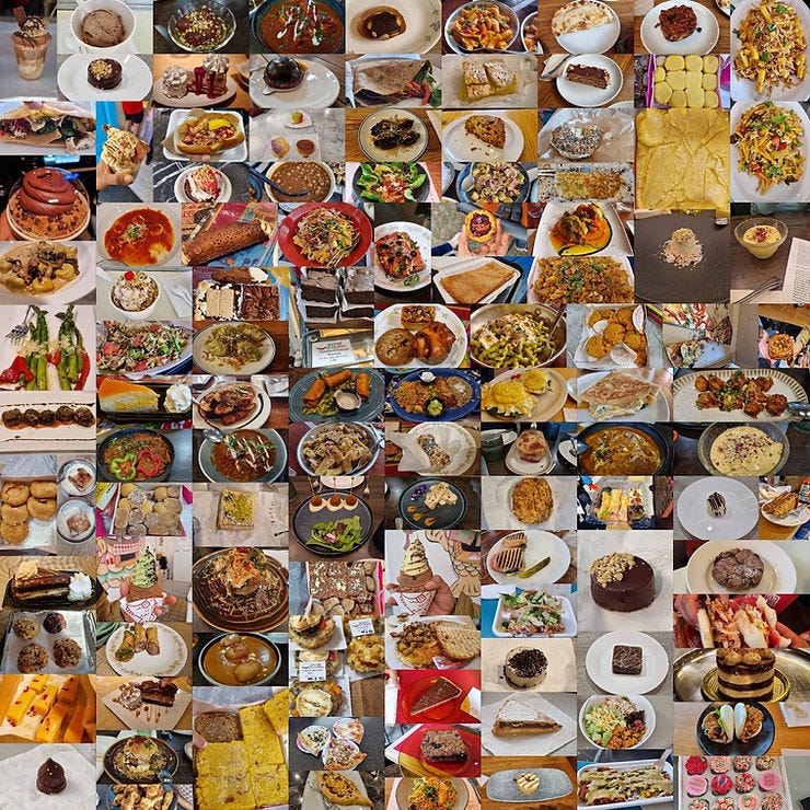 A collection of food touring pictures over the last few weeks shows a collage of many colors, flavors, and cuisines that include appetizers, main course, and a plethora of desserts.