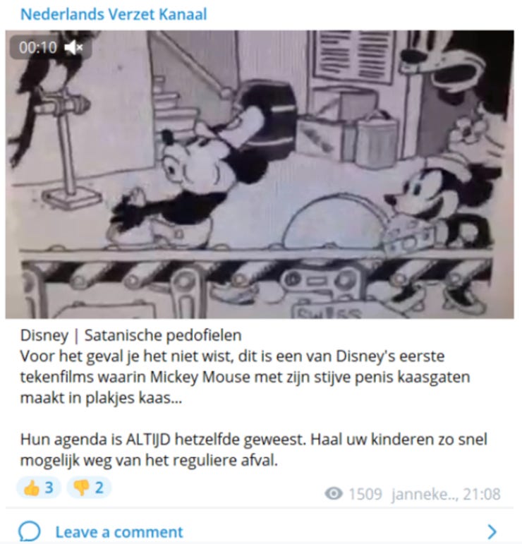 Screenshot van het bericht