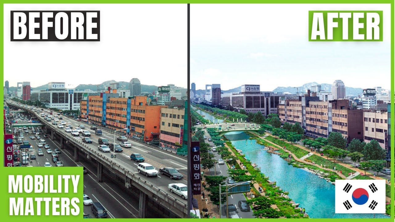 FREEWAY to GREENWAY in Seoul 🇰🇷 (impressive!) #Cheonggyecheon