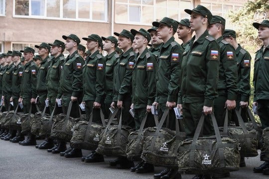 A group of new soldiers are seen before heading to the front 