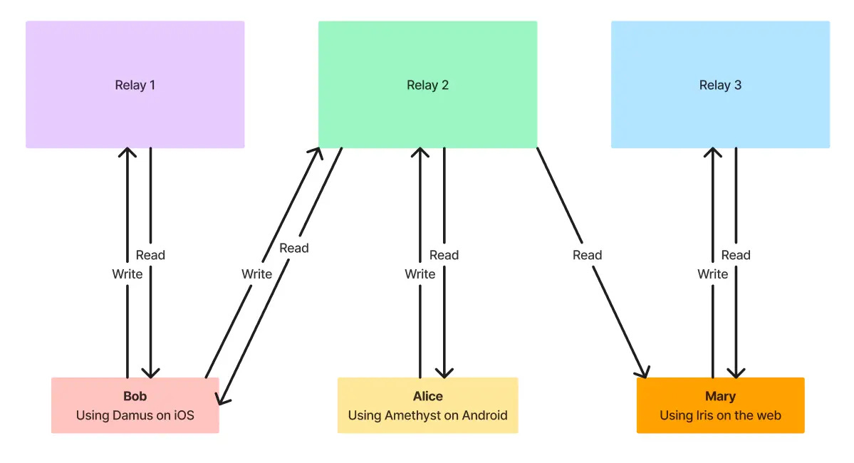 Diagrama de red en Nostr