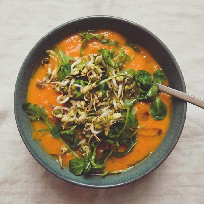 Slow roasted goodness: butternut, sweet potato, carrot and onion soup from Little French Retreat near Agen, France