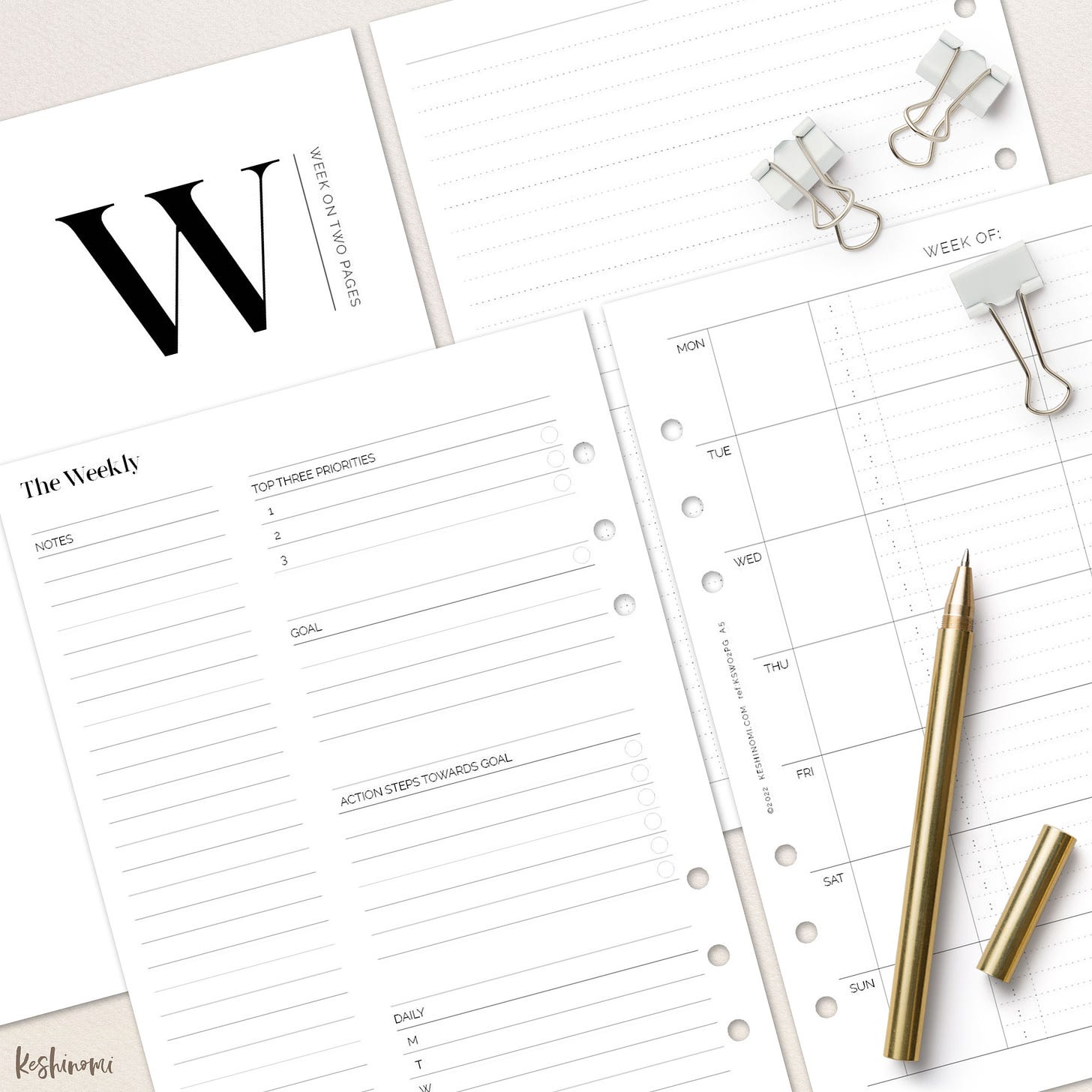 Goal Planning Week on 2 Pages - A5/Personal Size Printable Planner Insert