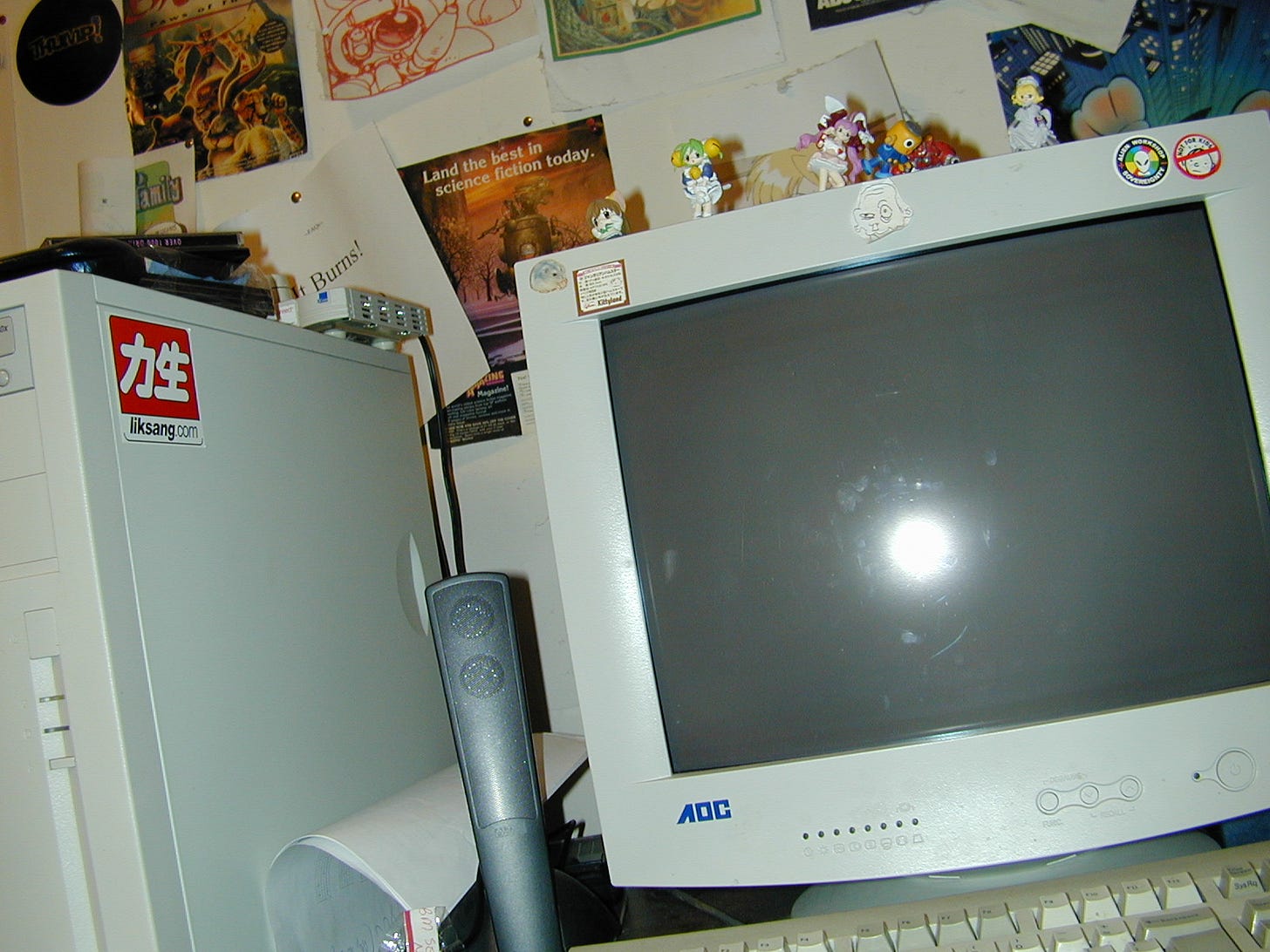 A photograph of Aspenth’s original computer, used to work on The Pokémon Factory in the late 90s