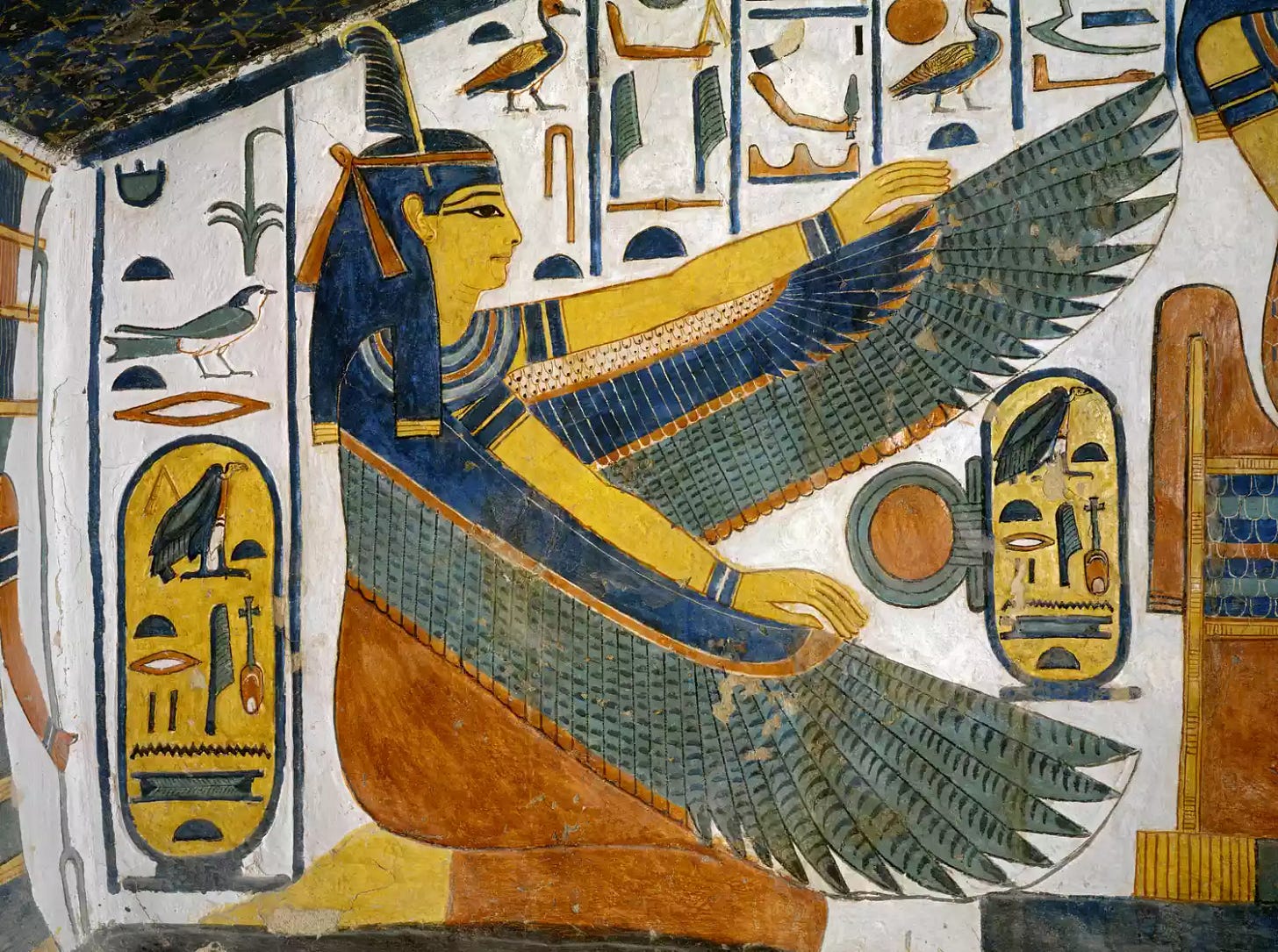 Painting of the Goddess Ma&#39;at from the tomb of Nefertari