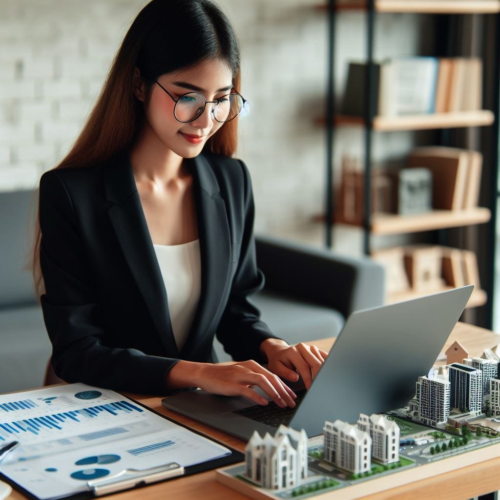 A project finance analyst working in front of a project