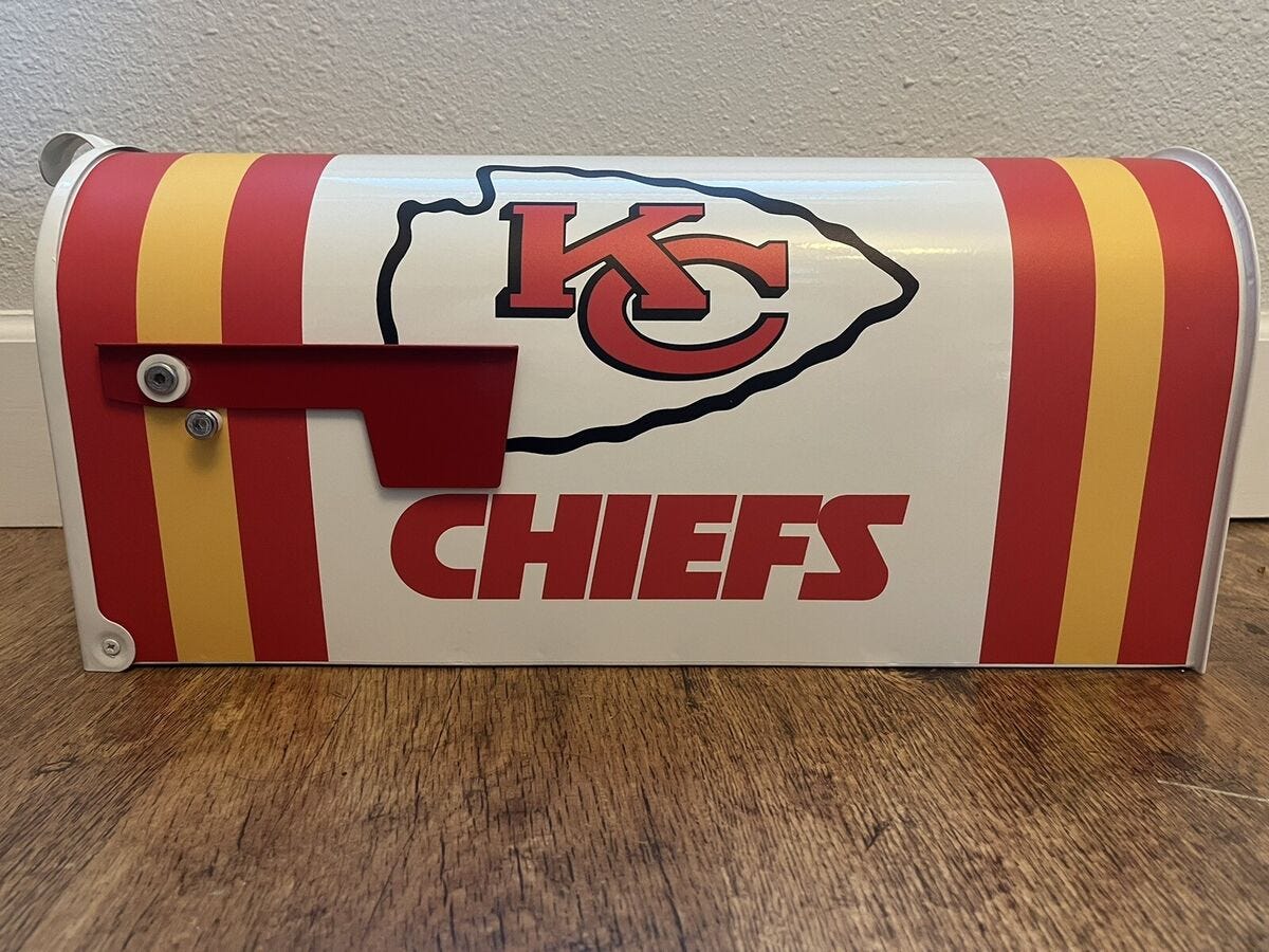 Kansas City Chiefs CUSTOM Mailbox Logo US Mail 19” Super Bowl Champs 58