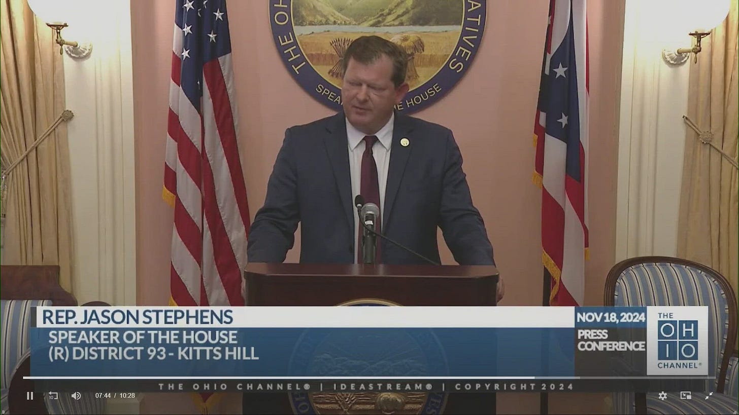 Ohio House speaker Jason Stephens ends bid for speakership