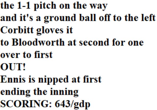 Diamond Mind Baseball Play By Play