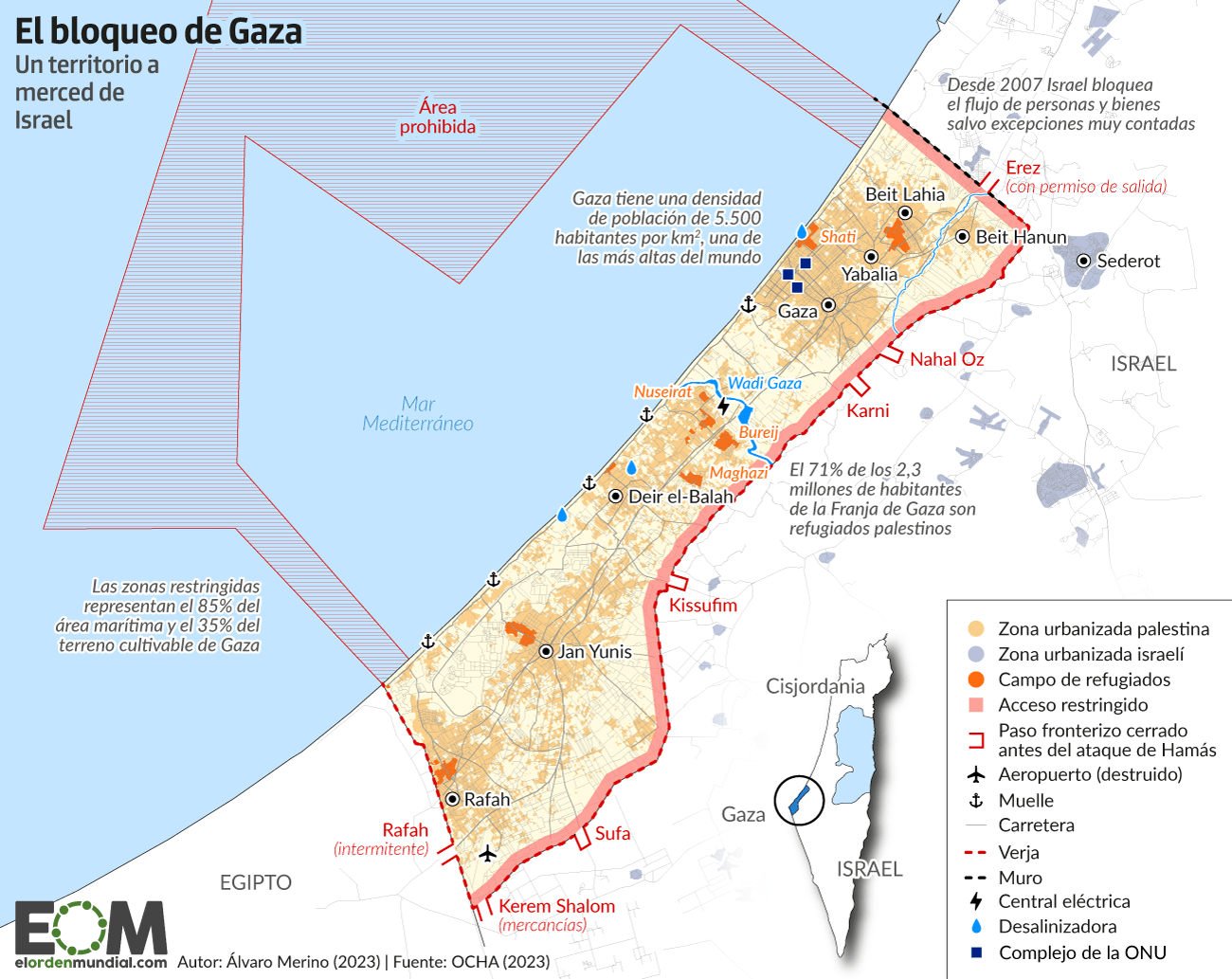 El mapa del bloqueo de Gaza