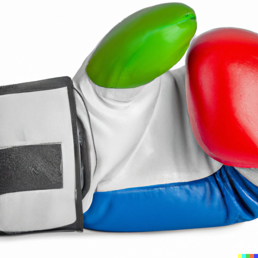 “google logo on a boxing glove” / DALL-E