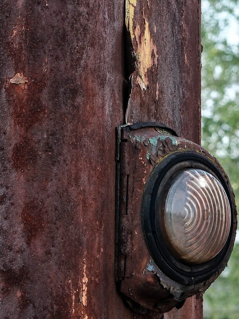 Rusty locomotive — a close-up.