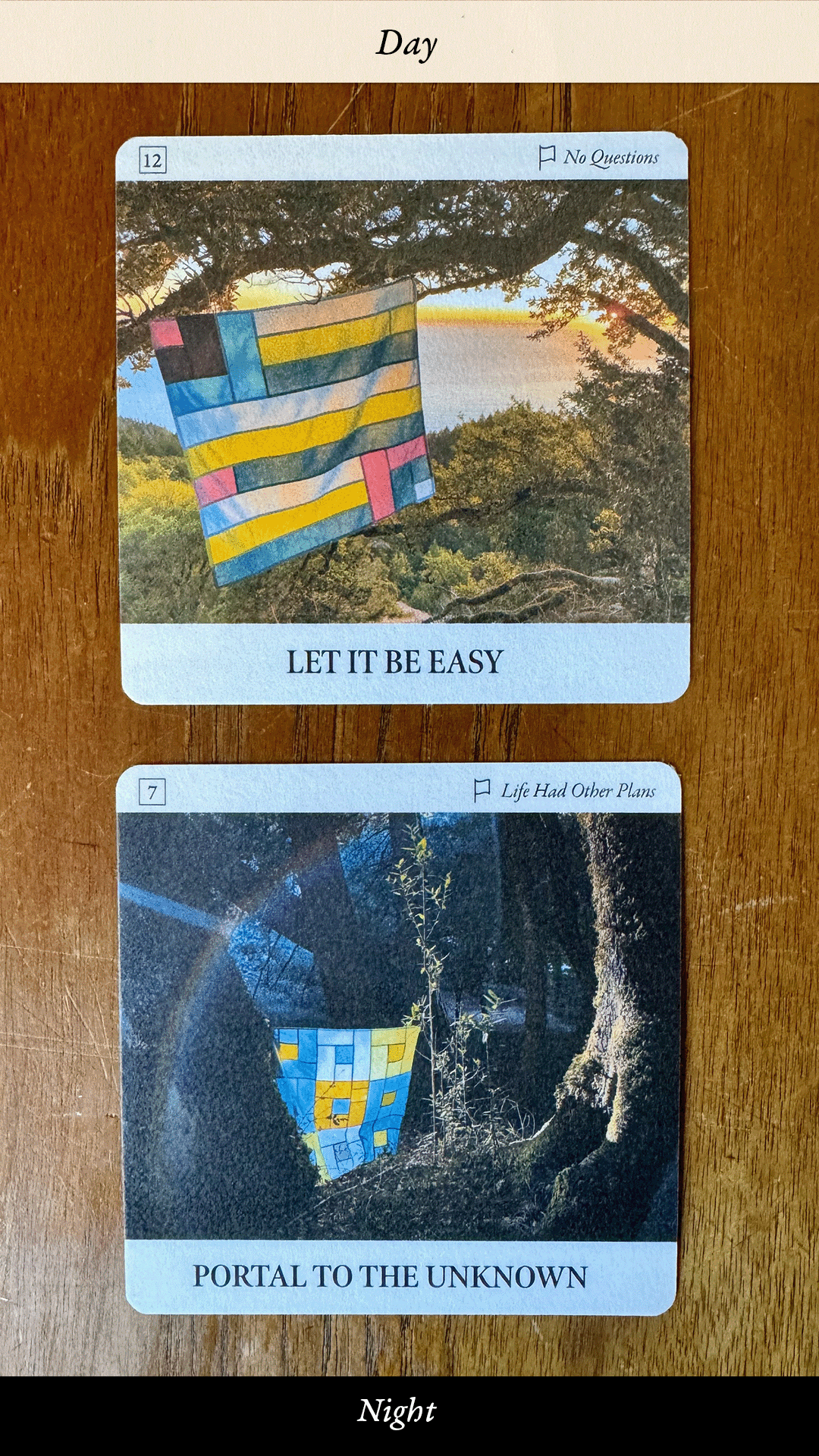 Flag Oracle cards: Let it Be Easy and Portal to the Unknown