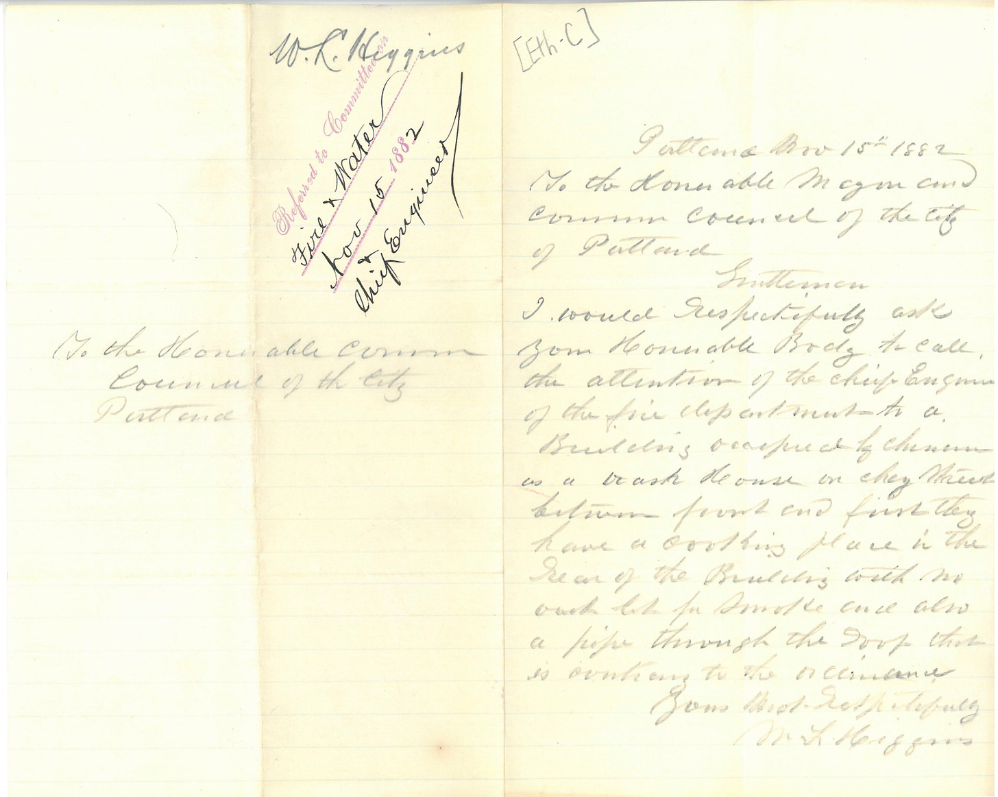 Hand written document from 1882