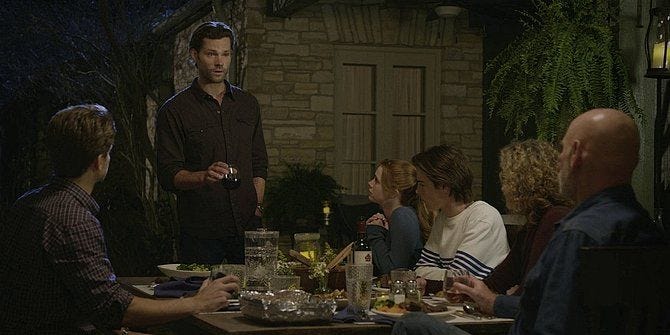 Walker Jared Padalecki toasting dead wife Emily at family dinner 109.