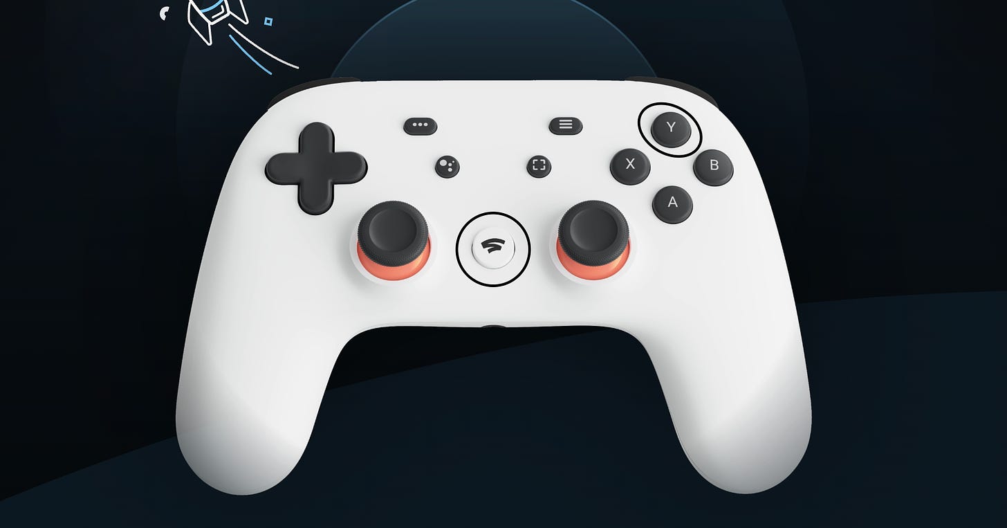 Button presses for Stadia Controller Bluetooth mode