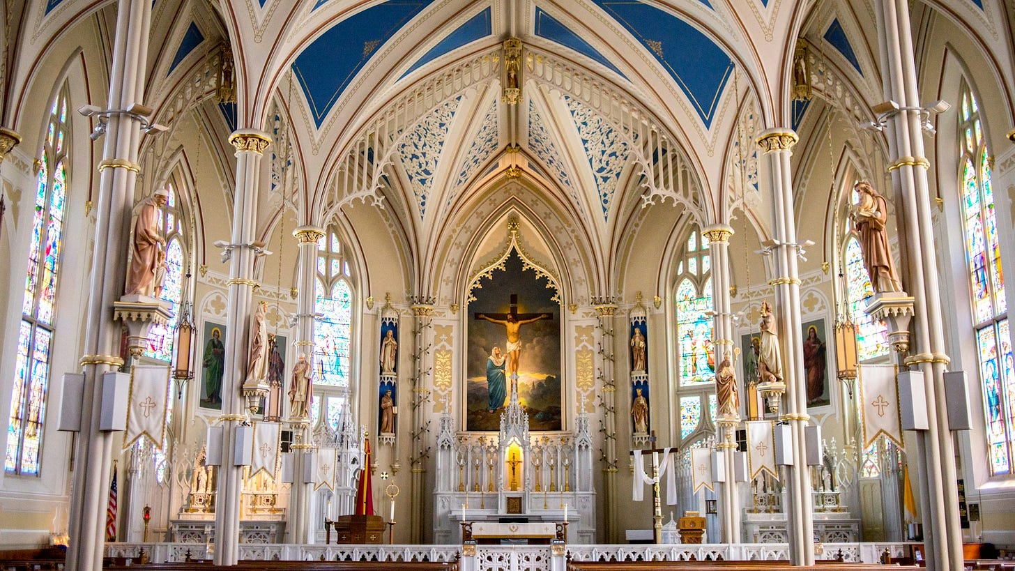 Inside a Catholic cathedral