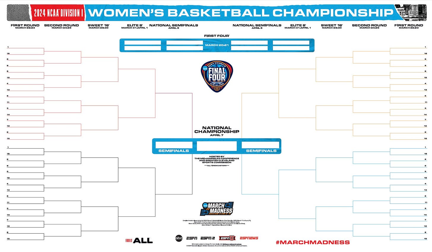 2024 NCAA women's basketball bracket: Printable tournament .PDF | NCAA.com