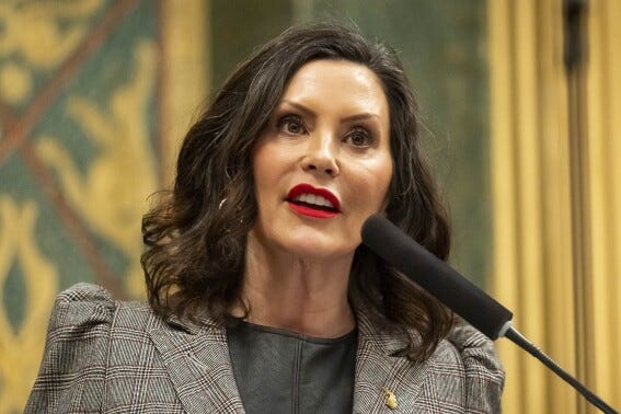 Michigan Gov. Gretchen Whitmer delivers the 2025 State of the State address Wednesday, Feb. 26, 2025, at the Michigan Capitol in Lansing, Mich. (Katy Kildee/Detroit News via AP)