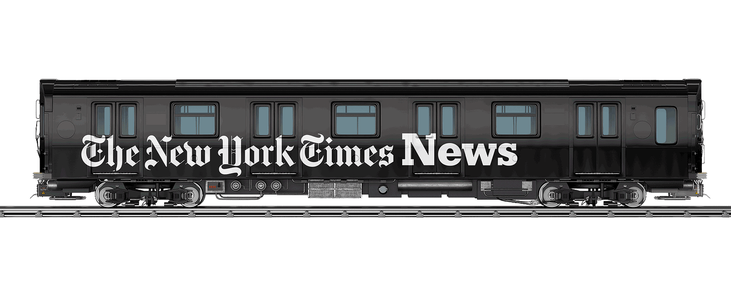 Gif of subway train with New york times branding