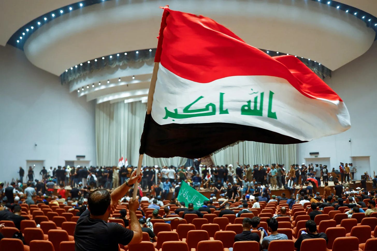 Protesters inside the Iraqi parliament in Baghdad, July 2022