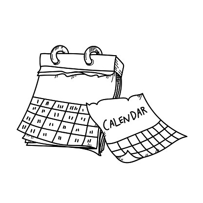 Calendar For Planning Freehand Drawing Illustration On White Background  Stock Illustration - Download Image Now - iStock