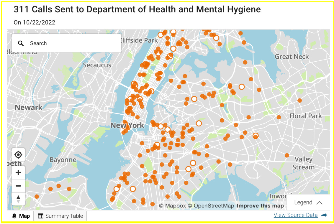 calls sent specifically to the Department of Health and Mental Hygiene, and looked at call locations for one example day