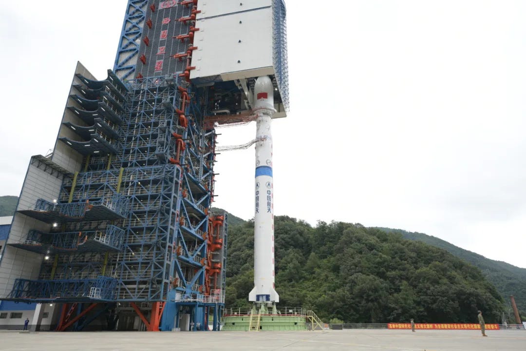 The Long March 4B Y72 vehicle at Launch Complex 3 ahead of launch.