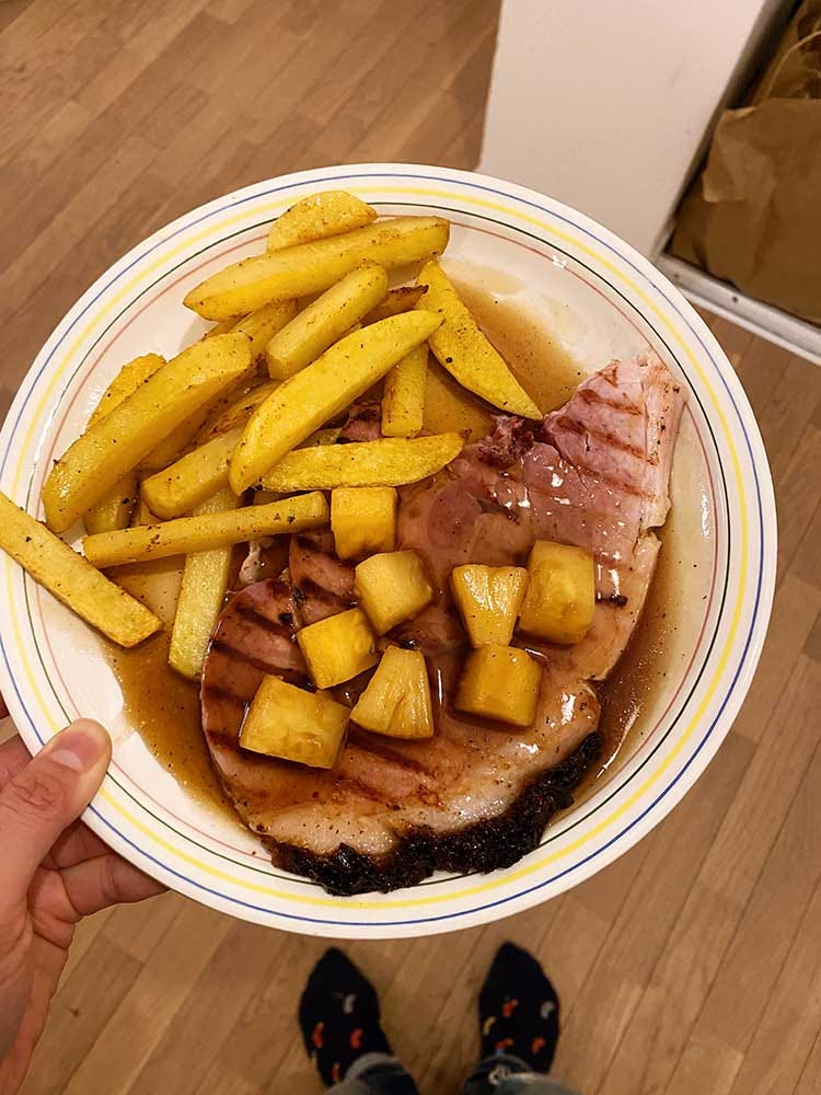 jambon grillé - sauce à l'ananas