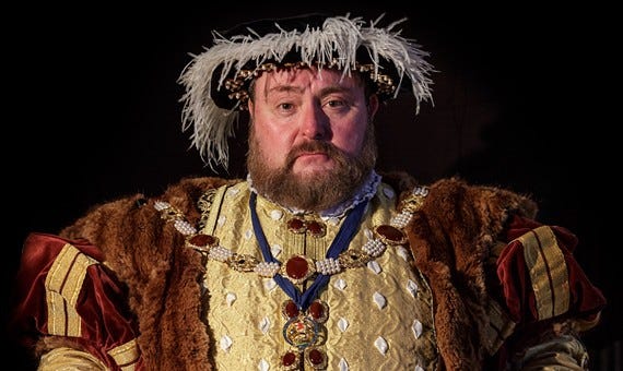 United Kingdom-based performance artist John White as Henry VIII.