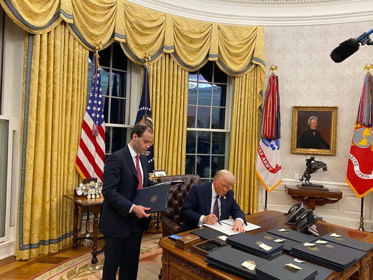 Baron, Elon, Little X, President Trump & Team