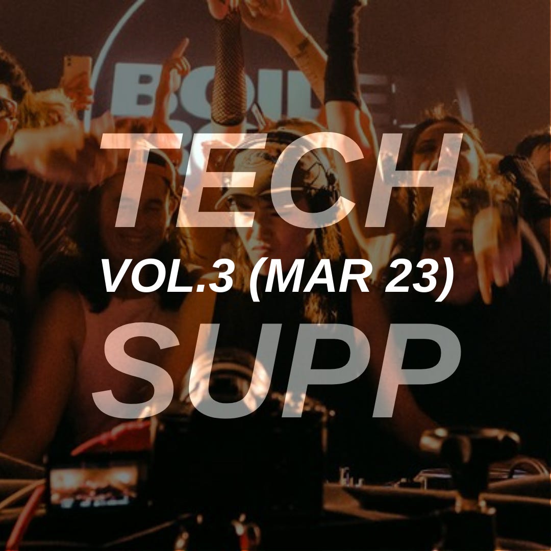 Playlist cover artwork featuring Jennifer Loveless (DJ, producer) with the text “TECH SUPP VOL.3 (MAR 23)” overlaid.