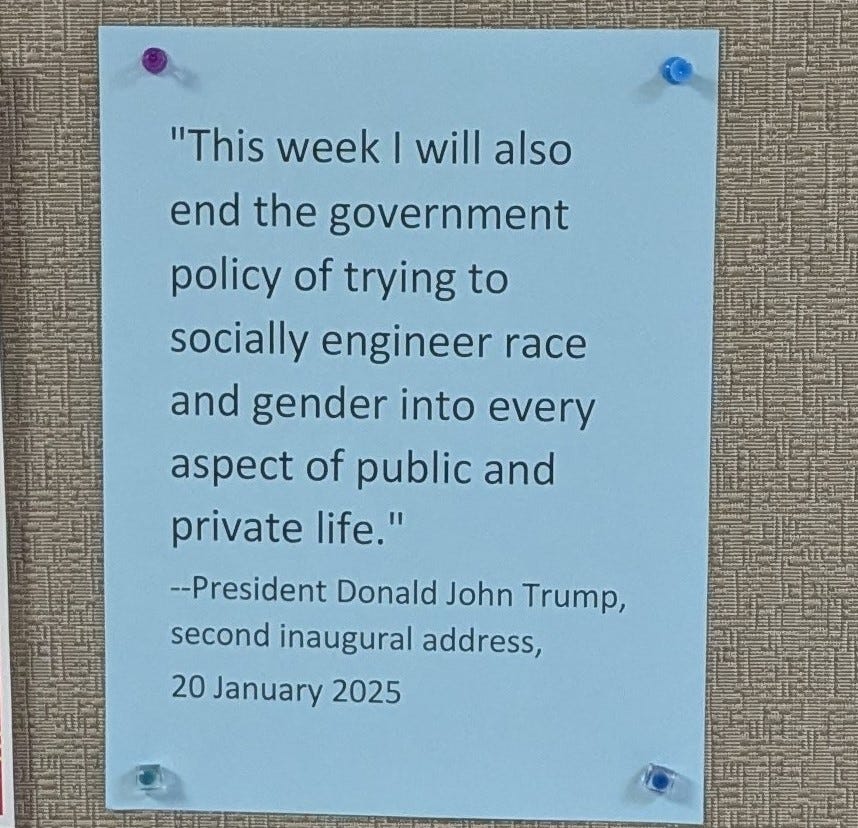 A quote from the president. It reads, "This week I will also end the government policy of trying to socially engineer race and gender into every aspect of public life."