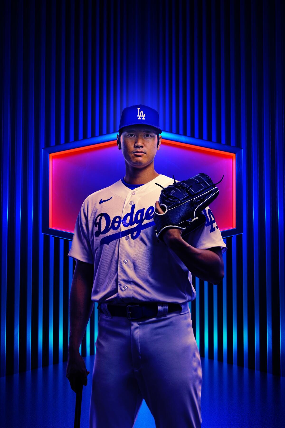 Photo illustration of Shohei Ohtani in a Dodgers uniform