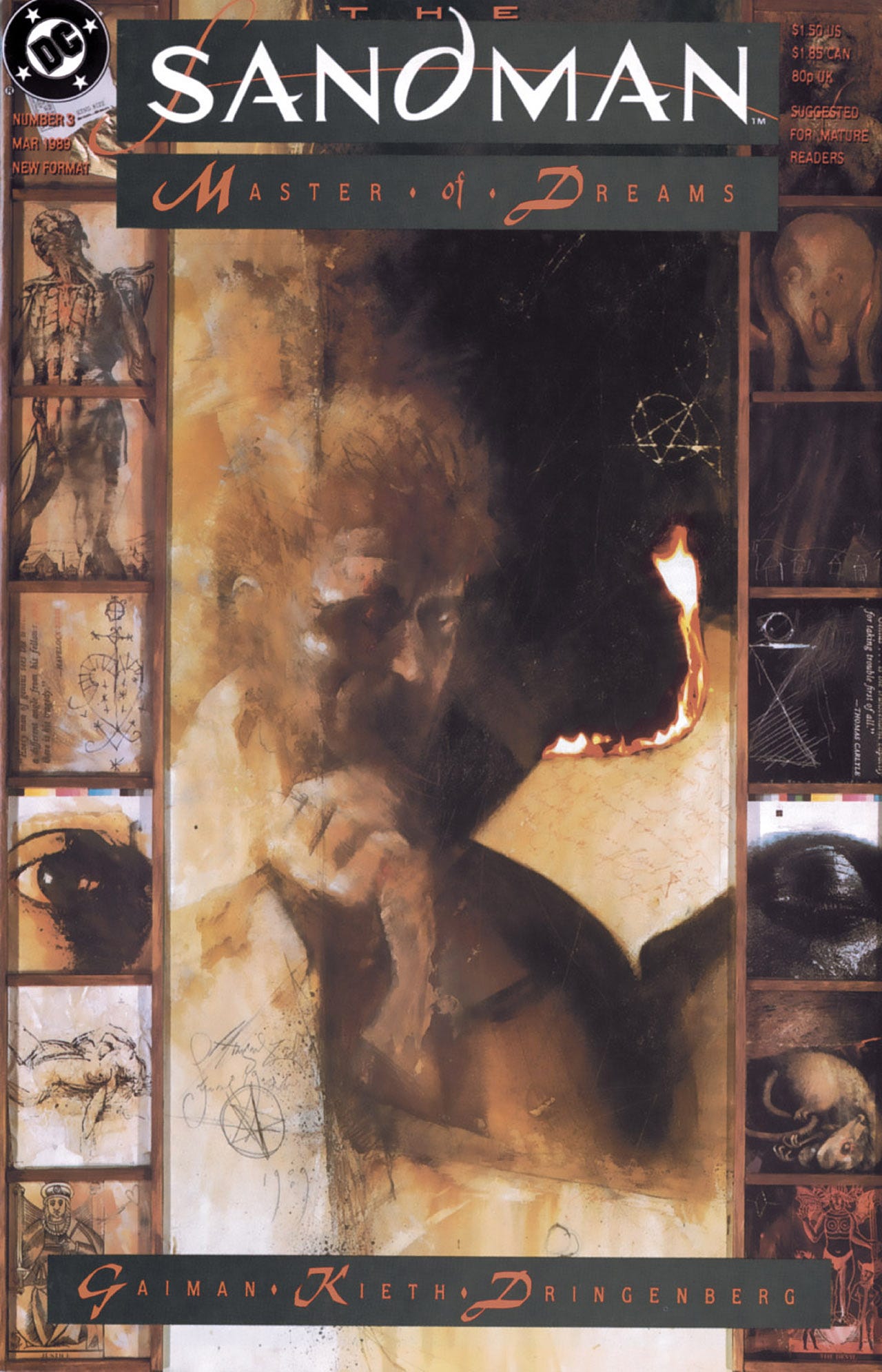 The cover of issue 3 of The Sandman with art by Dave McKean which depicts John Constantine