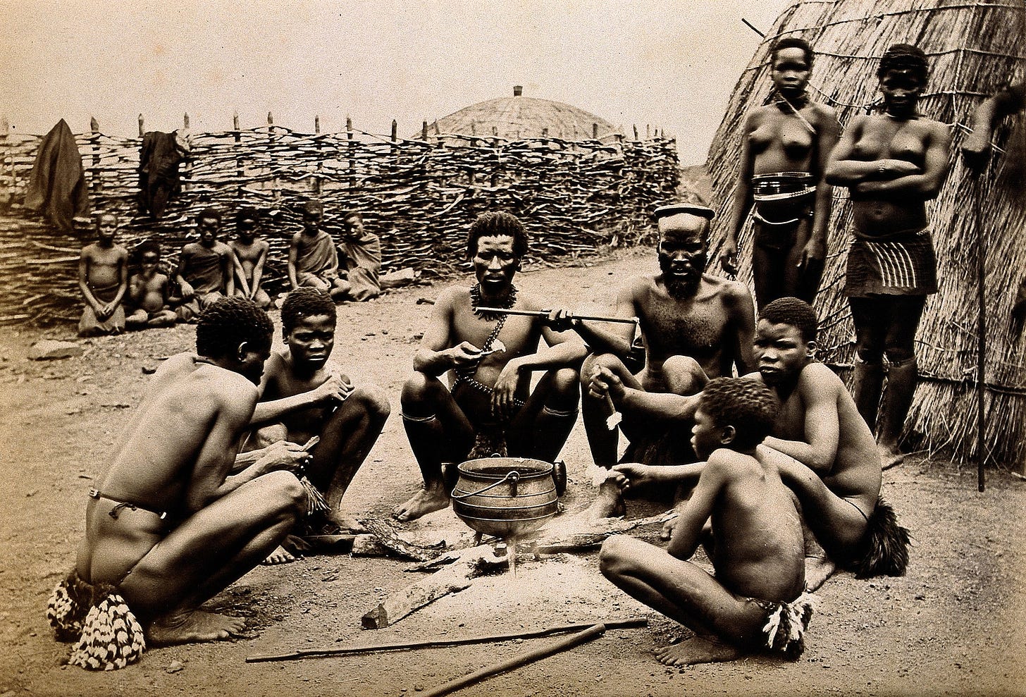 File:Africa; men of the Hlubi tribe eating. Albumen print. Wellcome  V0038557.jpg - Wikipedia