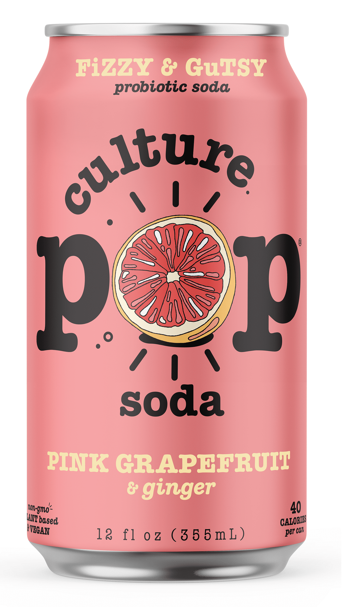 Culture Pop Sparkling Probiotic Soda | 40 Calories per can, Vegan, Non-GMO  | 12 Fl Oz Cans (Grapefruit, Pack of 12)