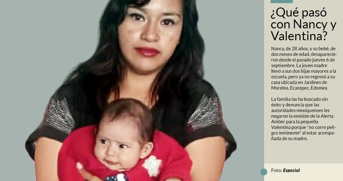 Nancy y su hija desaparecen en Edomex. La bebé no corre riesgo, "está con  su mamá": autoridades - SinEmbargo MX