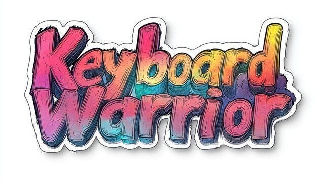 Colorful 'Keyboard Warrior' text in bold, energetic typography.