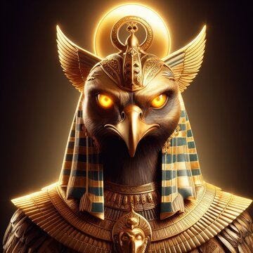 egyptian god of sun Amun ra illustration background