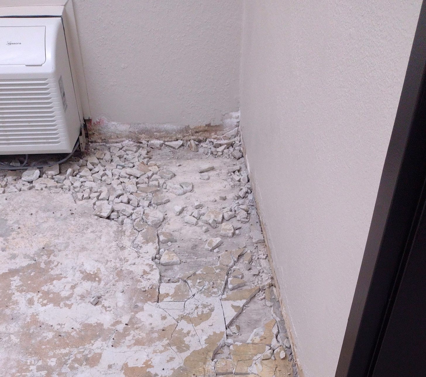 Crumbling cement.