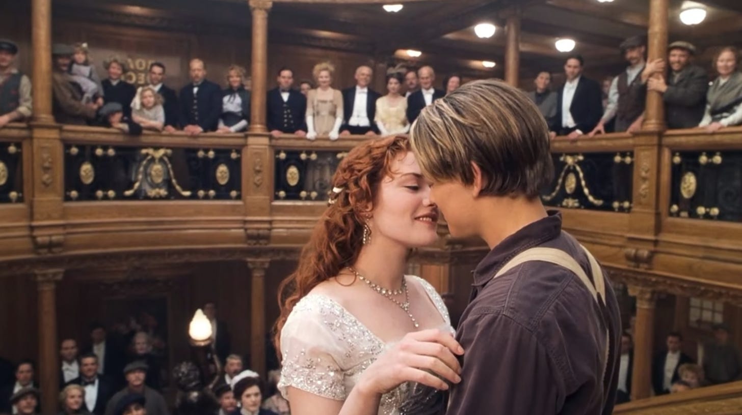 Jack and Rose reunite at the Titanic grand staircase at the end of the film
