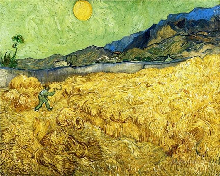 Wheat Field with Reaper and Sun, 1889 - Vincent van Gogh ...