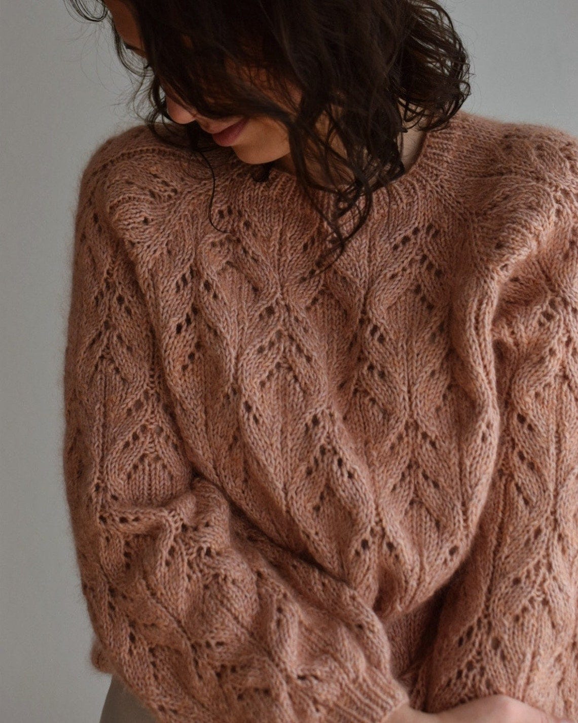 Rosental Sweater knitting pattern design PDF tutorial Lace Kid Silk Mohair sweater knitwear jumper download in English image 1