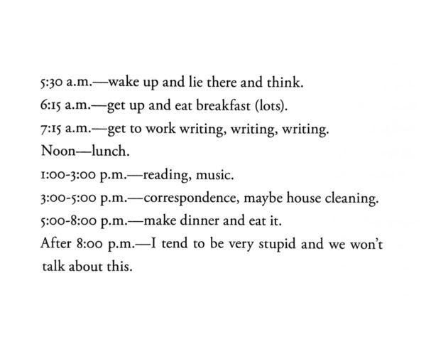 Ursula K Le Guin's daily writing schedule