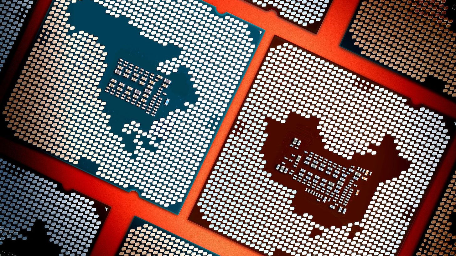 Illustration of computer chips with North America, China, and Taiwan shapes on the fronts.