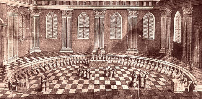 An artist’s depiction of the Sanhedrin in session. - Gerhard Schott An artist’s depiction of the Sanhedrin in session. - Gerhard Schott