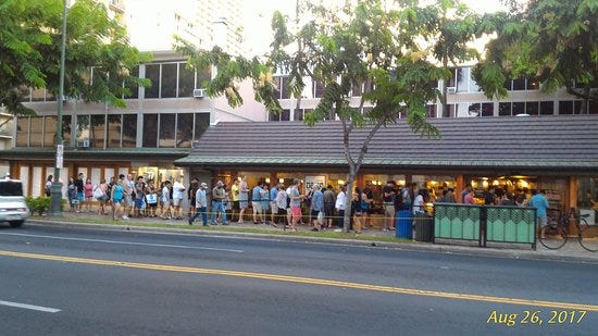 Typical line at restaurant Typical line at restaurant